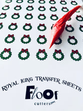 Load image into Gallery viewer, Holiday Wreath Royal Icing Transfer Sheet
