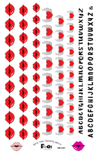 Load image into Gallery viewer, Love Letters, Lips, and Winged Hearts Royal Icing Transfer Sheet