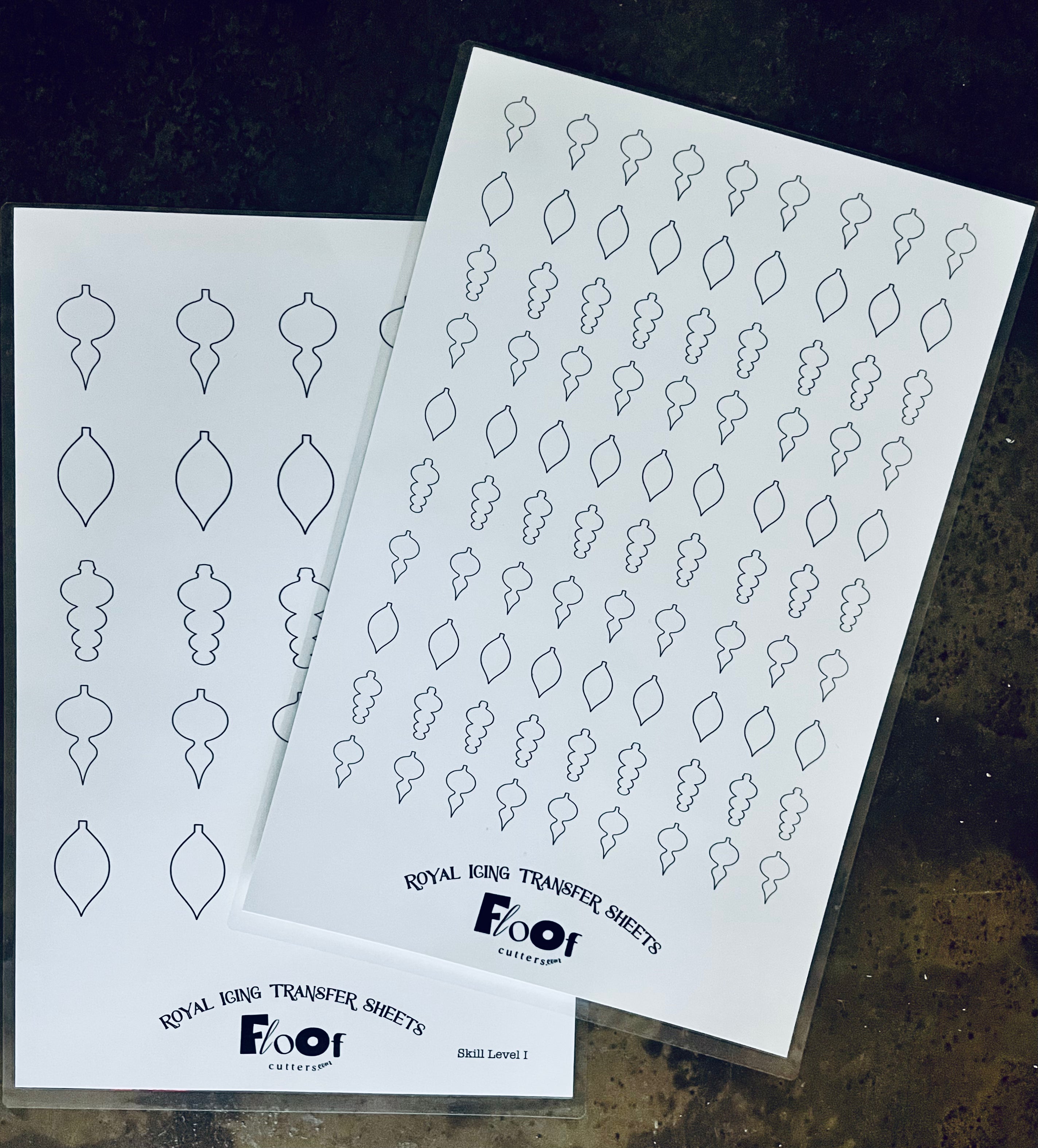 Ornaments Royal Icing Transfer Sheet Floof Cutters