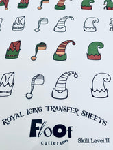 Load image into Gallery viewer, Elf Hats and Believe Royal Icing Transfer Sheet
