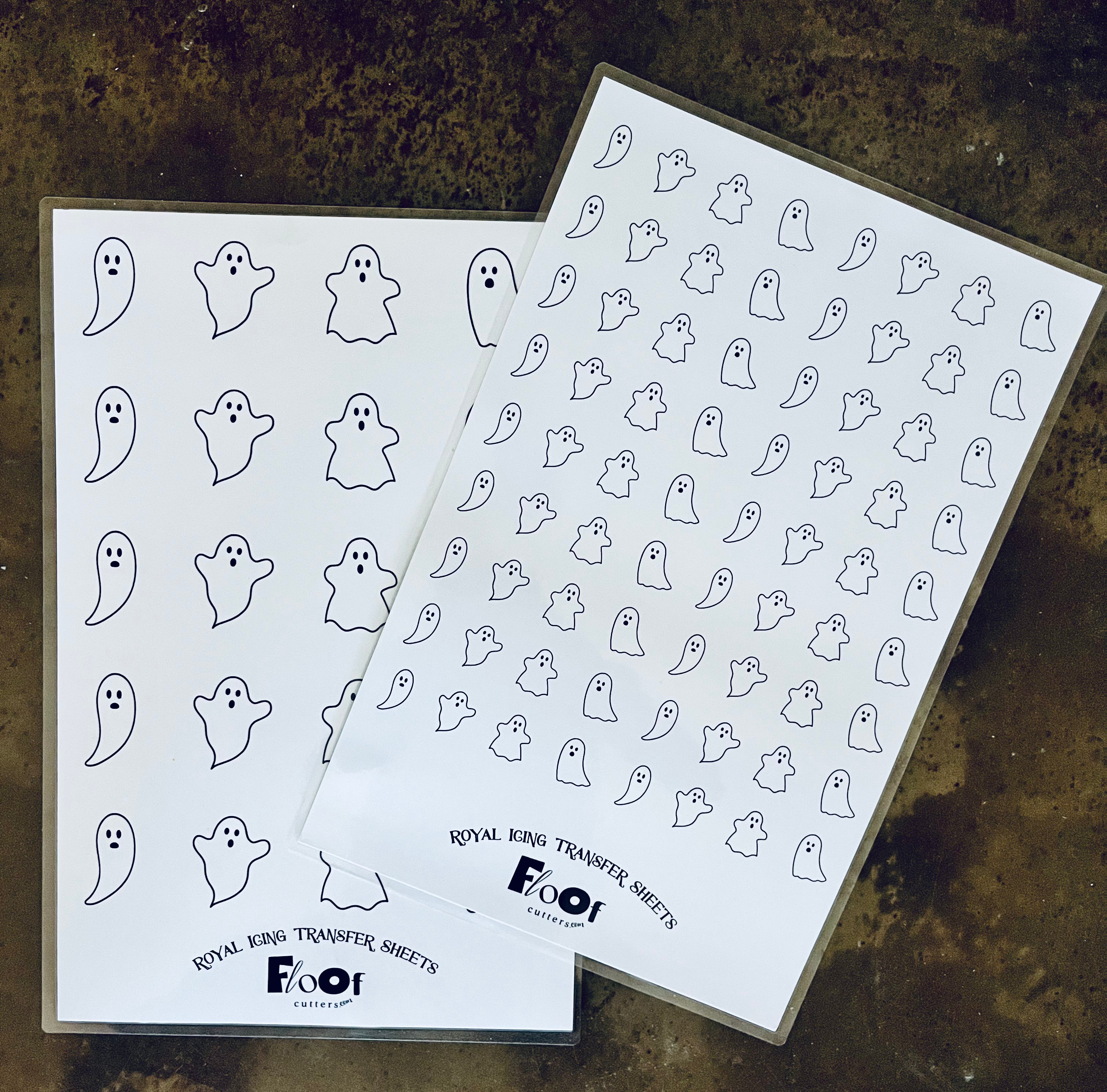 Ghosts Royal Icing Transfer Sheet Floof Cutters