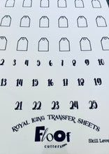 Load image into Gallery viewer, Advent Calendar and Tag Eements Royal Icing Transfer Sheet