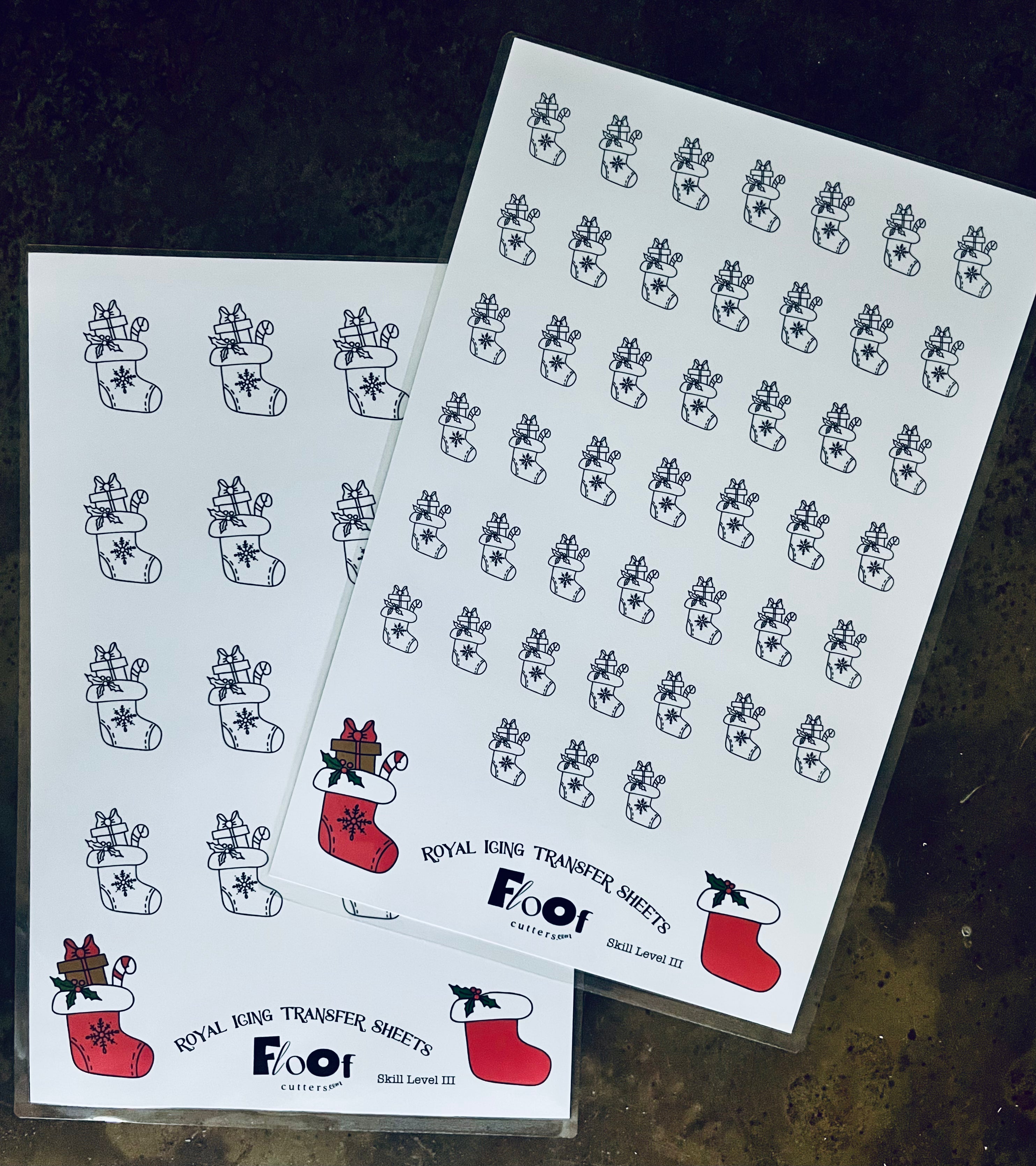 Stockings Royal Icing Transfer Sheet Floof Cutters