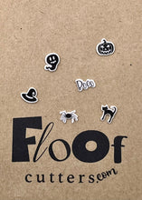 Load image into Gallery viewer, Black and White Halloween Stickers Edible Toppers