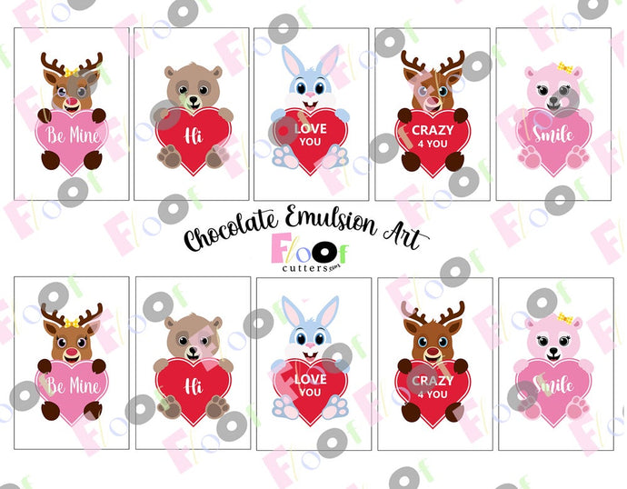 Valentine Animals Chocolate Emulsion Art