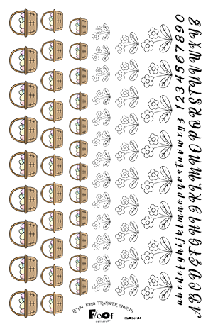 Baskets and Flowers Royal Icing Transfer Sheet