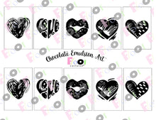Load image into Gallery viewer, Black Hearted Chocolate Emulsion Art
