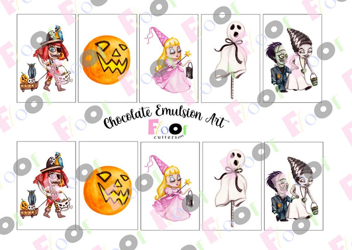 Classic Trick or Treaters Chocolate Emulsion Art