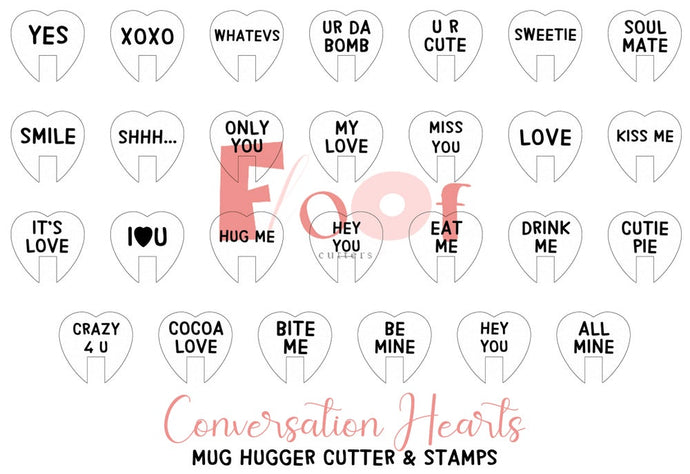Mug Hugger Valentine's Conversation Hearts Cookie Stamps