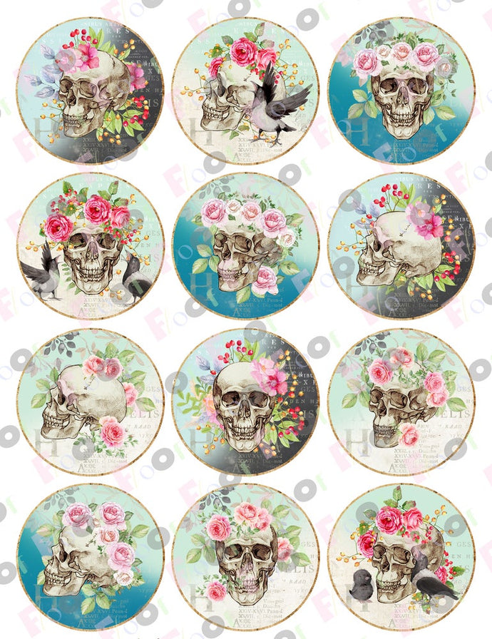 Floral Skulls Edible Designs