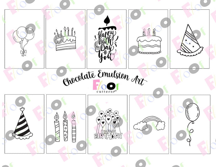 Happy Birthday Doodles Chocolate Emulsion Art