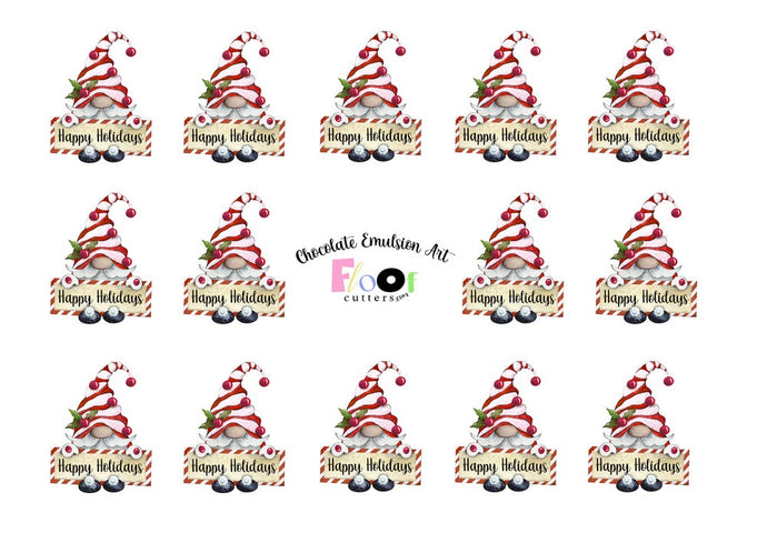 Happy Holidays Gnomes Chocolate Emulsion Art