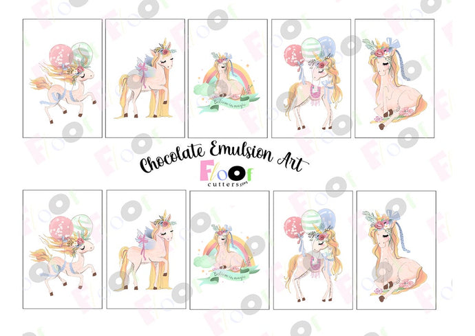 Painted Unicorns Chocolate Emulsion Art