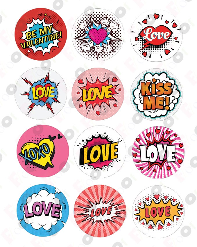 Pop Art Valentine's Day Edible Designs